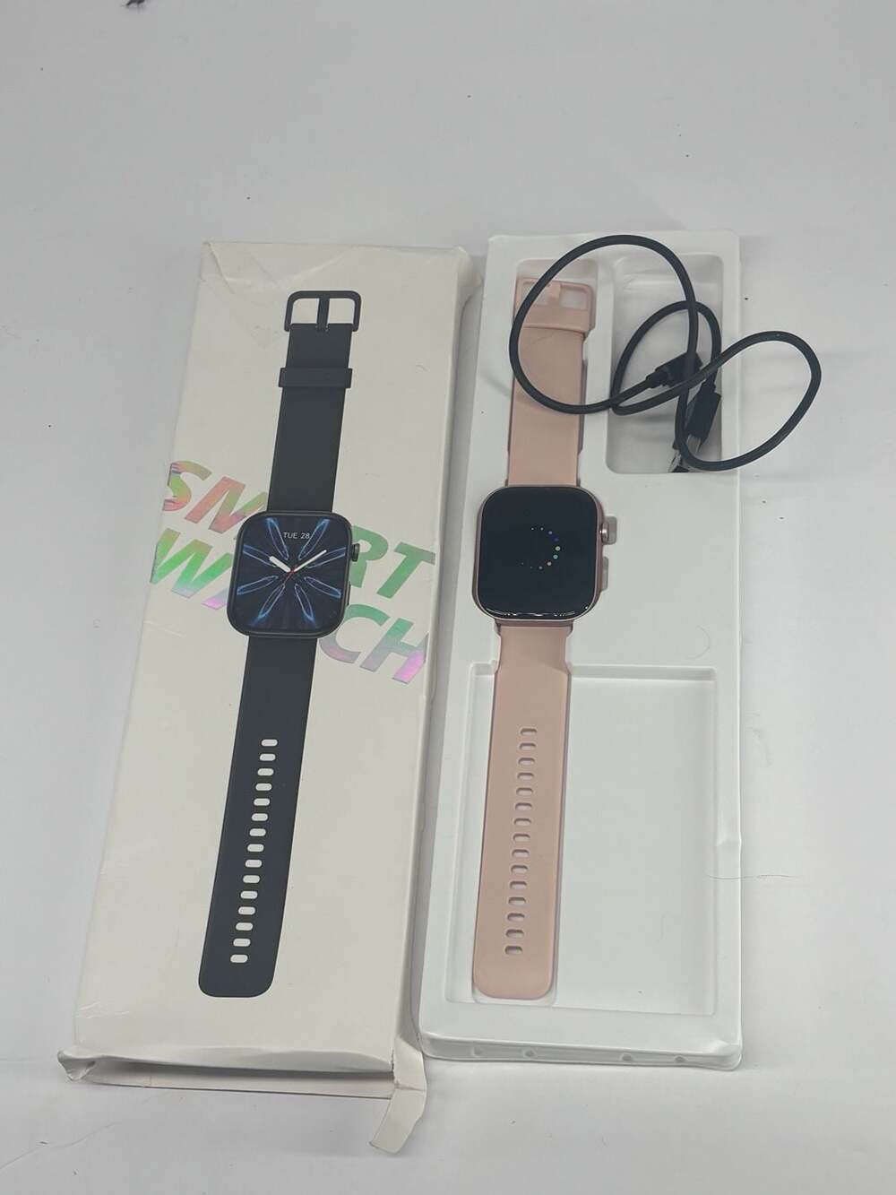 Smart Watch Fitness Tracker Pink Silicone Strap